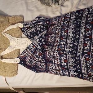 No Boundaries Blue and red elephant detail summer dress size medium